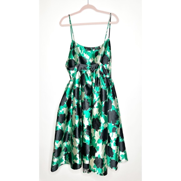 Rachel Antonoff Dress Green Black Floral Eliora Low Back Fit & Flare Size 12 - Picture 7 of 16